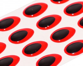 3D Epoxy Teardrop Eyes, Fluo Red, 12 mm